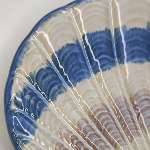 Cracker Barrel Seashell Stoneware Spoon Rest Soap Dish Trinket Dish Blue Ocean - Picture 7 of 9